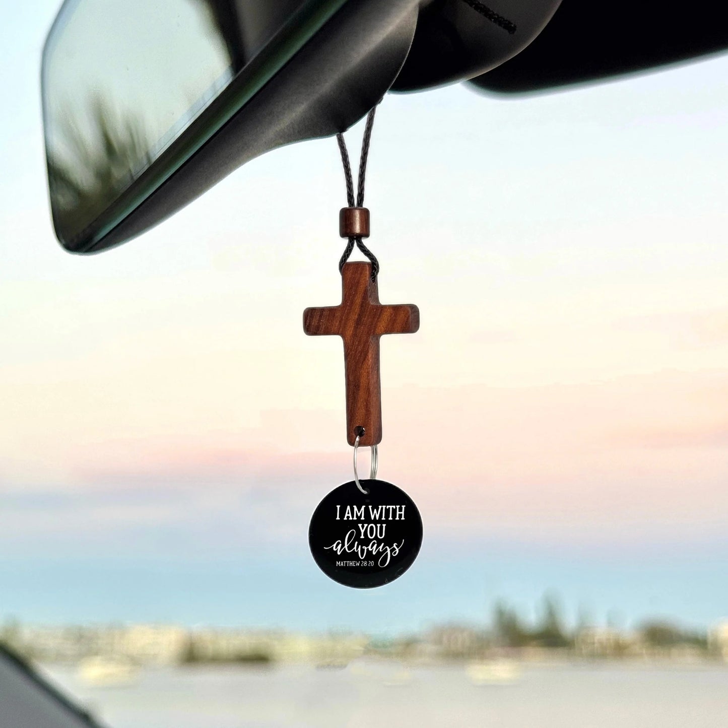 SafeCross™ Bible Verse Car Rearview Hanging Cross Ornament