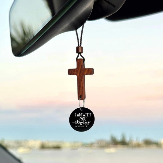 SafeCross™ Bible Verse Car Rearview Hanging Cross Ornament