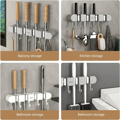SafeHold™ Multifunctional mop holder with hook