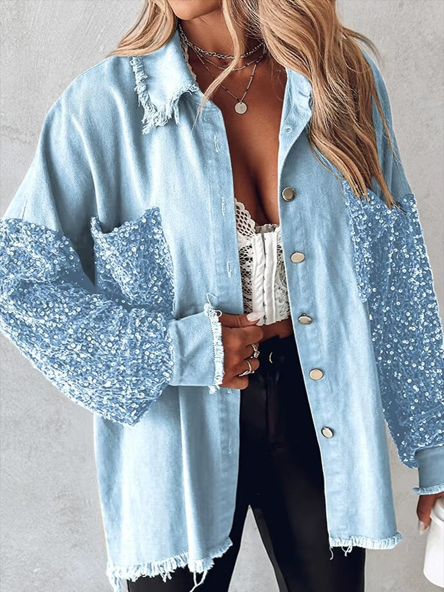 Nicla Bottari™ Denim jacket with contrasting sequins
