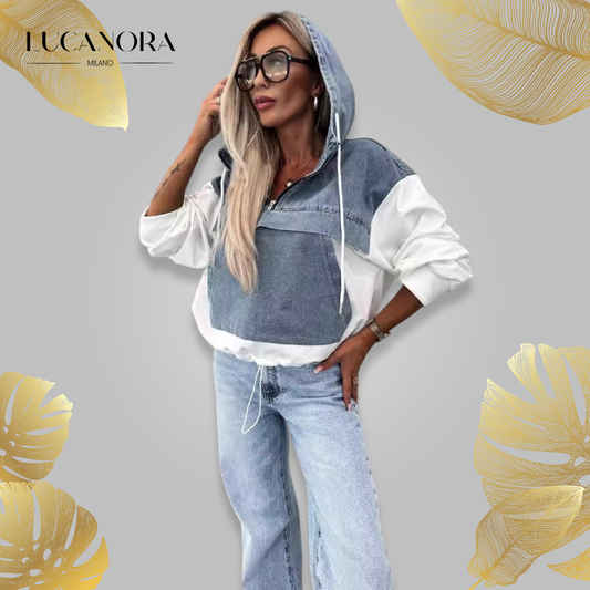 Serafina™ Denim Jacket with Hood and Drawstring