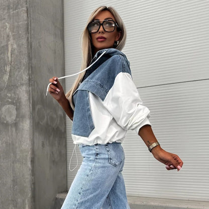 Serafina™ Denim Jacket with Hood and Drawstring