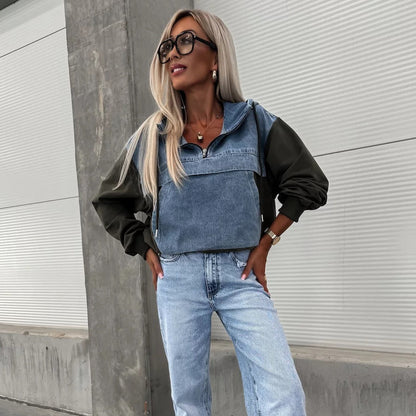 Serafina™ Denim Jacket with Hood and Drawstring