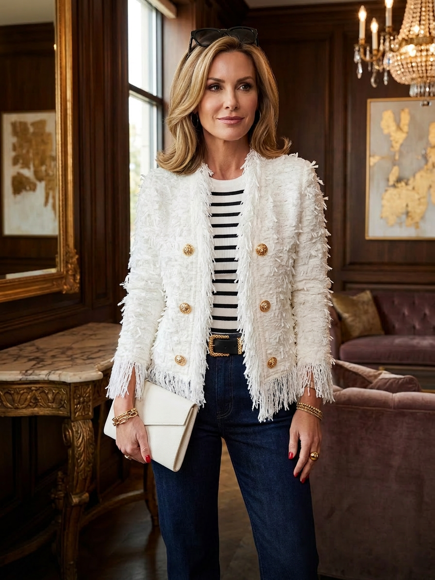 Sophia Tassozi™ Elegant Tassel Cropped Coat