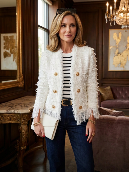 Sophia Tassozi™ Elegant Tassel Cropped Coat