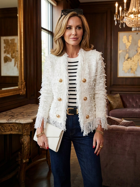 Sophia Tassozi™ Elegant Tassel Cropped Coat