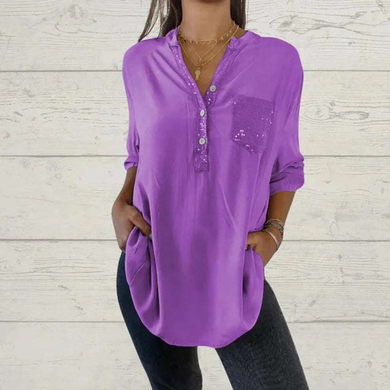 Ulva™️ Sequin V-neck shirt