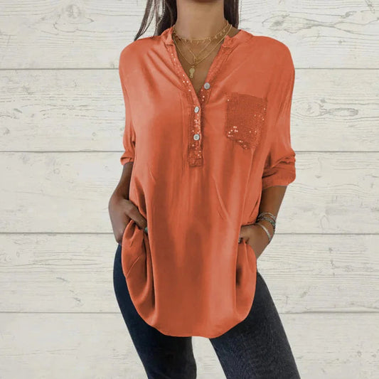 Ulva™️ Sequin V-neck shirt