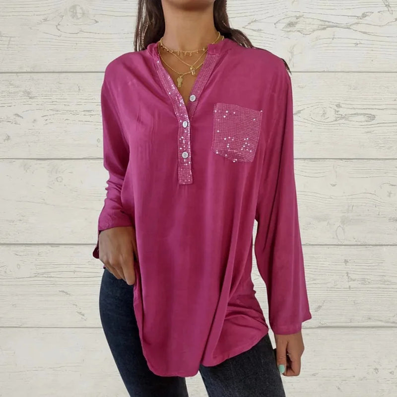 Ulva™️ Sequin V-neck shirt