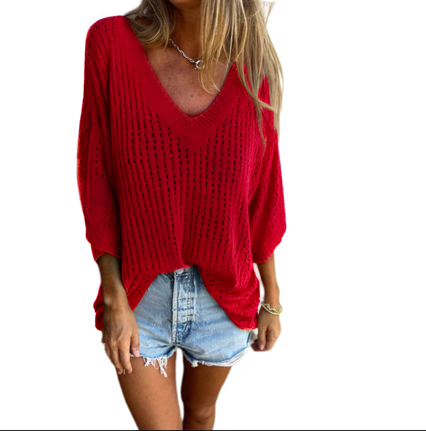 Aubree™️ V-neck hollow knit top