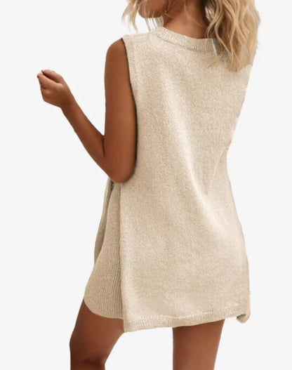 Vanessa Lucidi™ Loose casual round neck vest shorts knitted suit