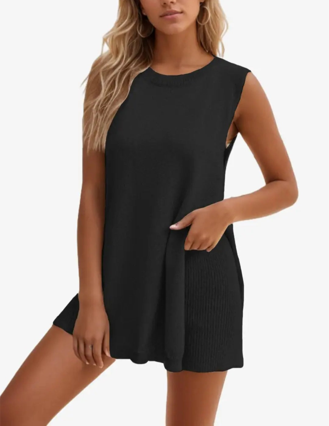 Vanessa Lucidi™ Loose casual round neck vest shorts knitted suit