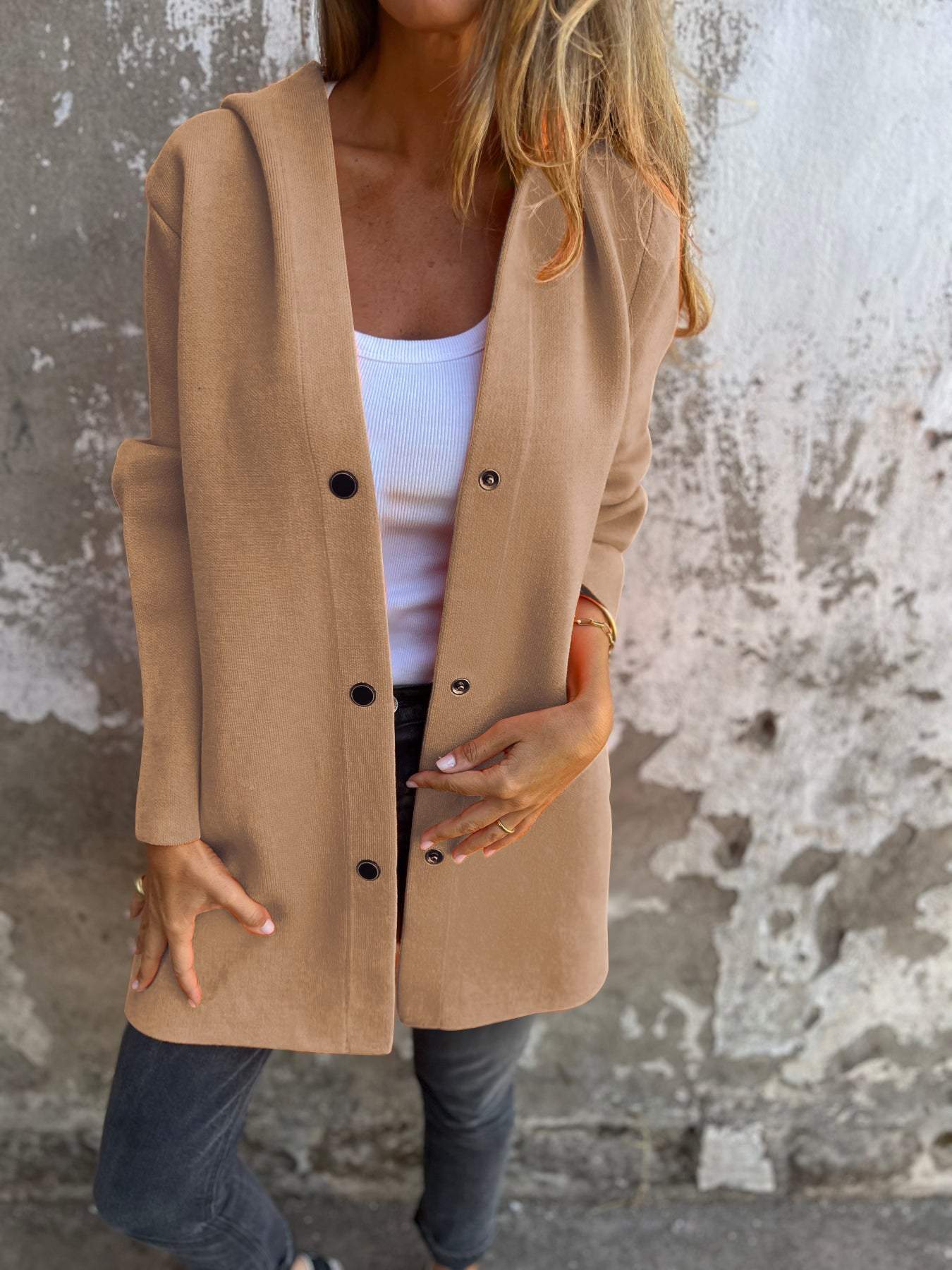 Xènia Enciso™ Casual single breasted jacket with hood