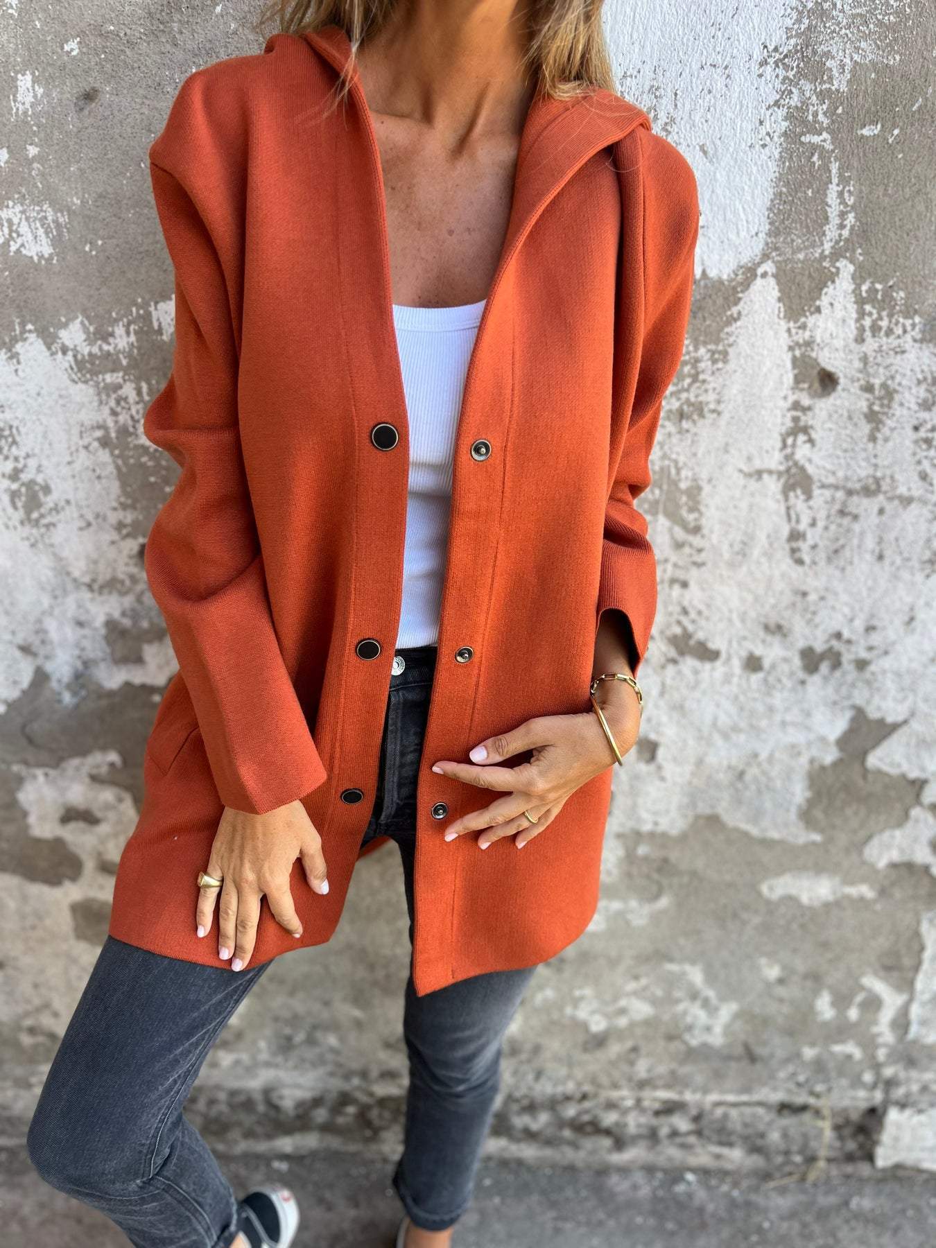 Xènia Enciso™ Casual single breasted jacket with hood