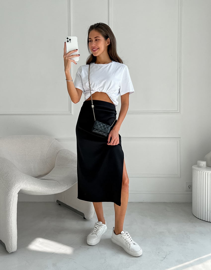 Zarina Bozzi™ Women's Side Slit Bodycon Midi Skirt