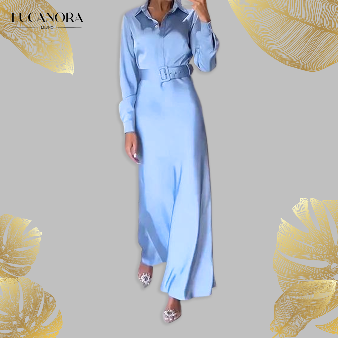 Zarita™ Long elegant dress with a belt