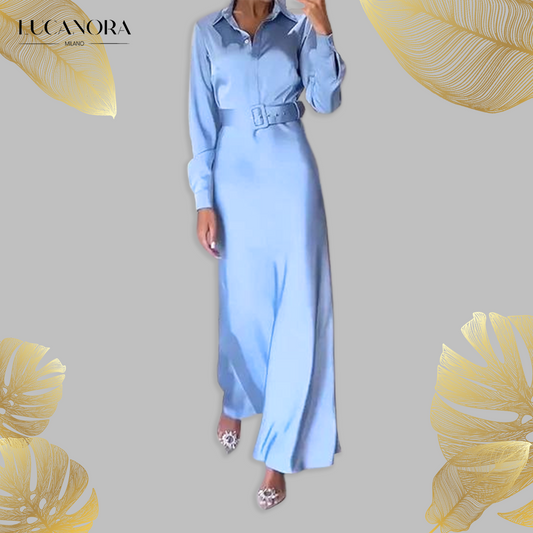 Zarita™ Long elegant dress with a belt