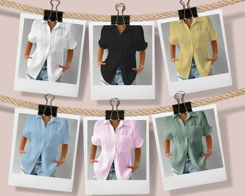 Zenobia Torti™ Shirt Collar Casual Buttoned Loose Blouse