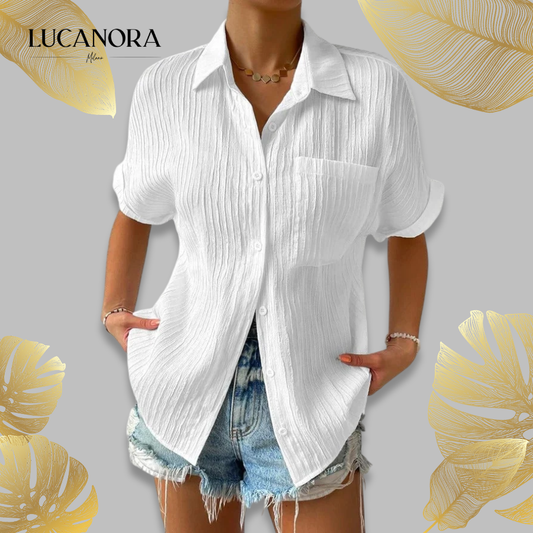 Zenobia Torti™ Shirt Collar Casual Buttoned Loose Blouse