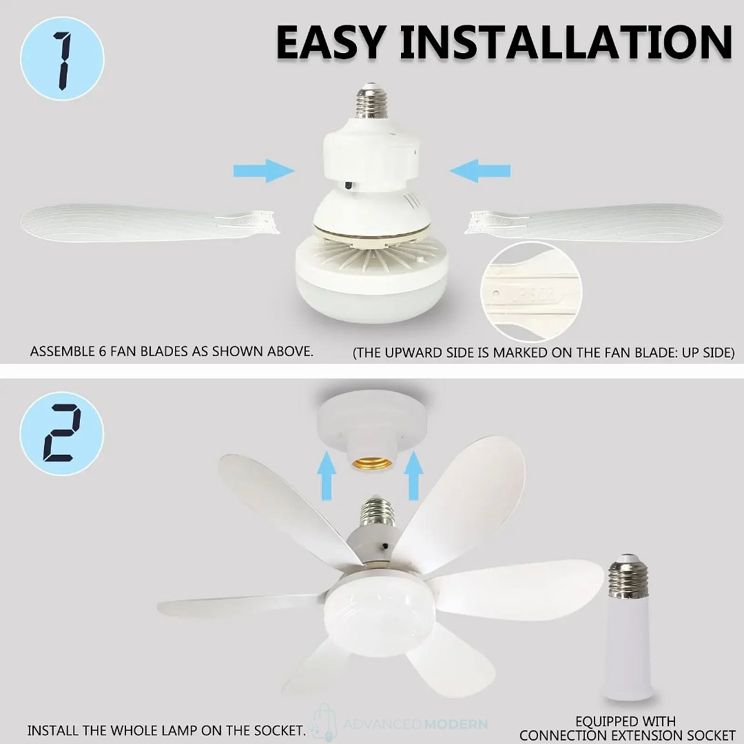 ZephyrAir™ Portable ceiling fan and light 2 in 1