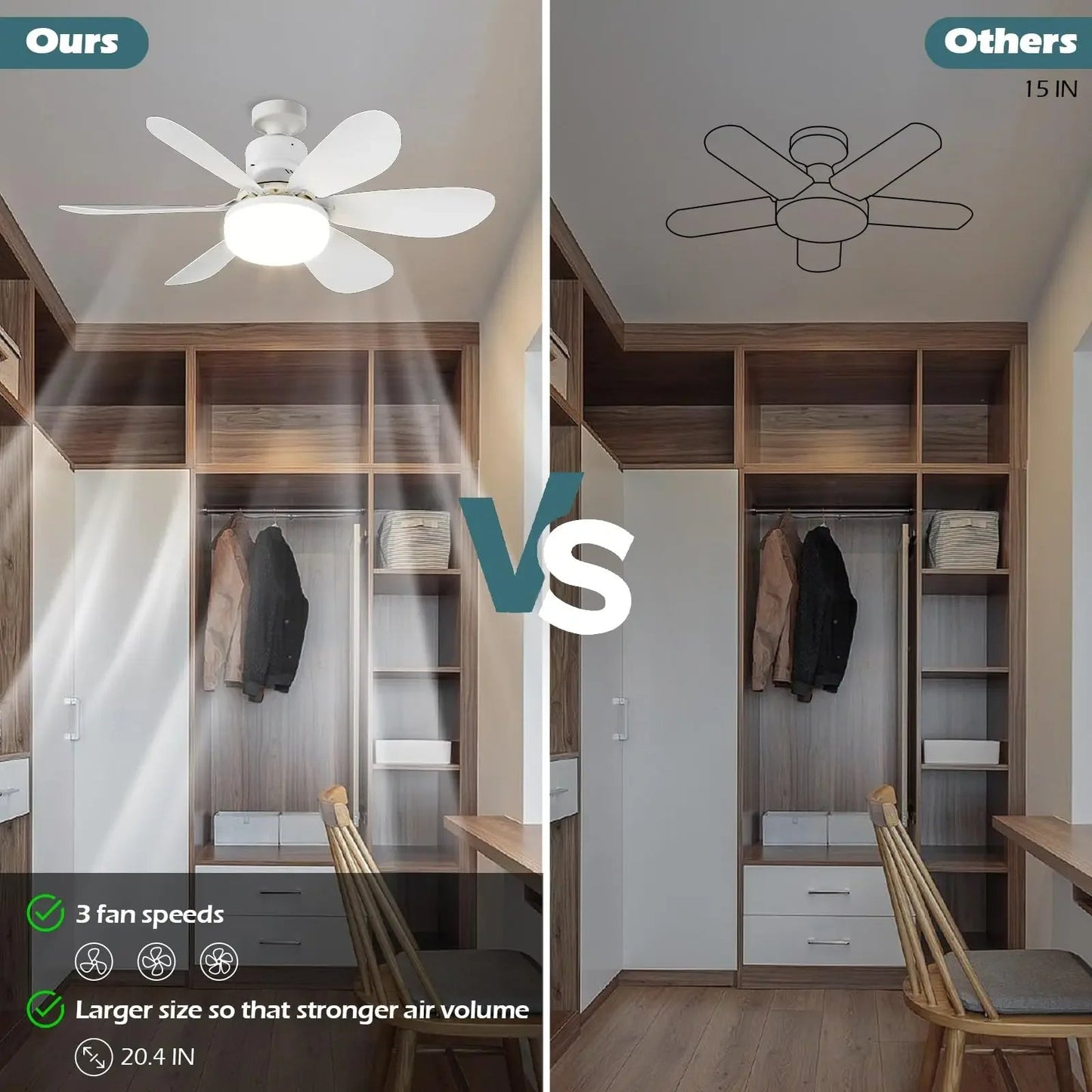ZephyrAir™ Portable ceiling fan and light 2 in 1