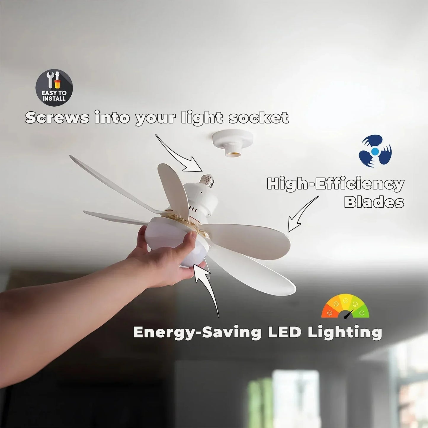 ZephyrAir™ Portable ceiling fan and light 2 in 1