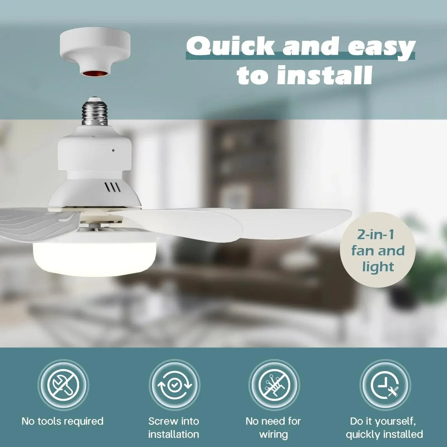 ZephyrAir™ Portable ceiling fan and light 2 in 1