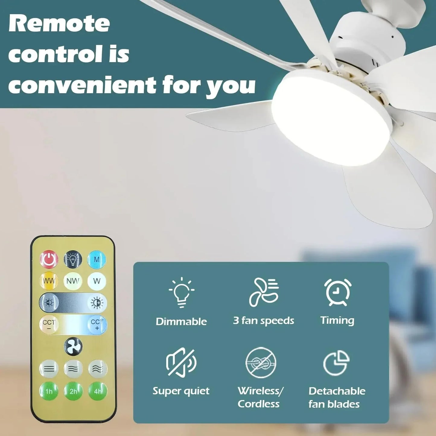 ZephyrAir™ Portable ceiling fan and light 2 in 1