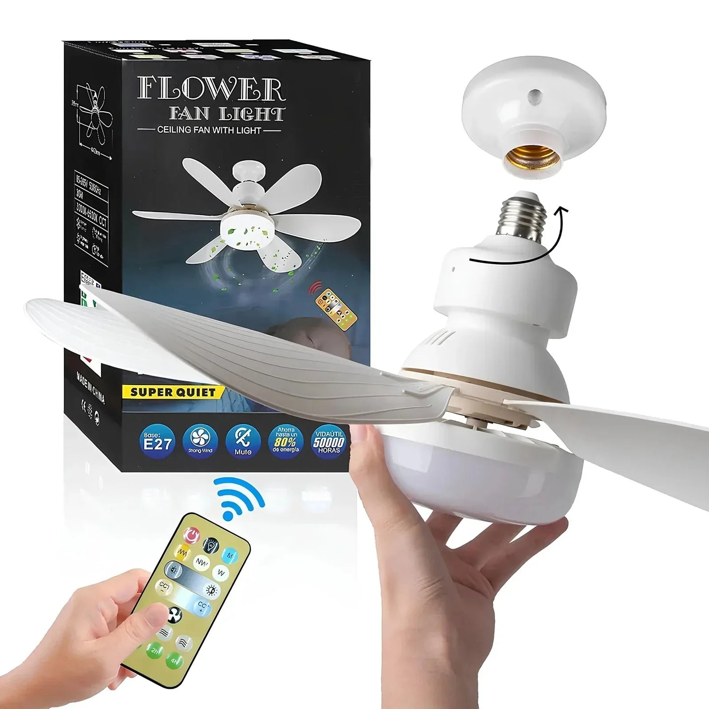 ZephyrAir™ Portable ceiling fan and light 2 in 1