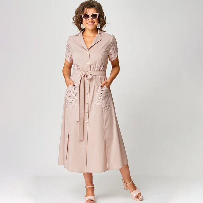 Zosima Bersani™ Dress with V-neck and tie at the waist
