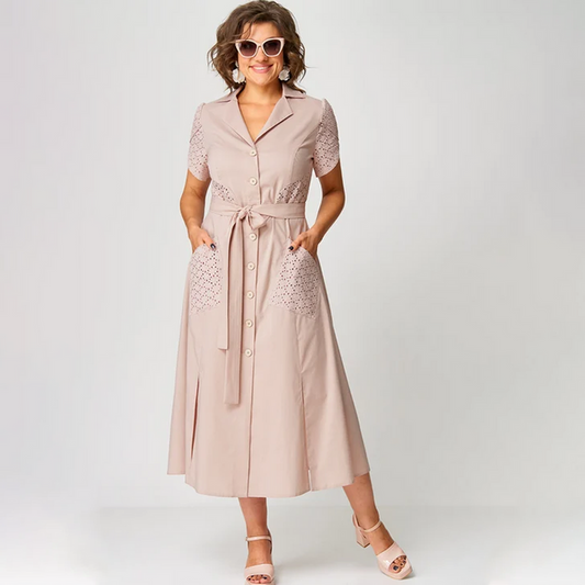 Zosima Bersani™ Dress with V-neck and tie at the waist