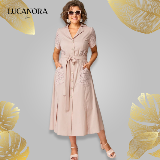 Zosima Bersani™ Dress with V-neck and tie at the waist