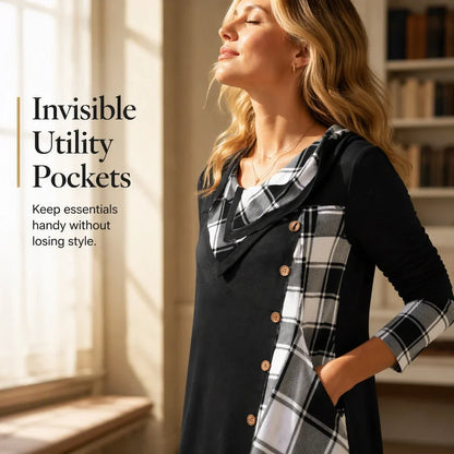 Adelaide Cassese™ Plaid Cowl Neck Maxi Dress for Everyday Ease