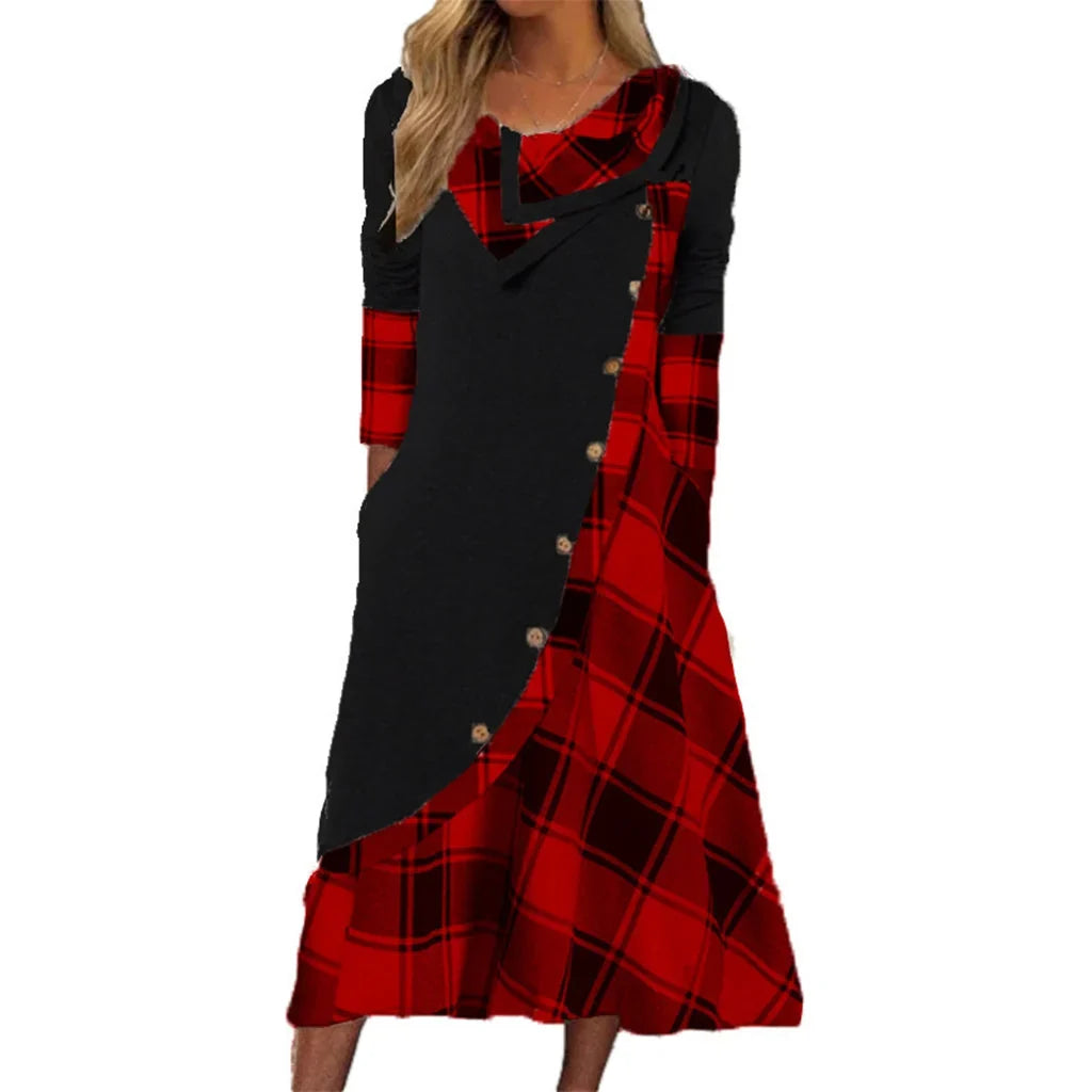 Adelaide Cassese™ Plaid Cowl Neck Maxi Dress for Everyday Ease