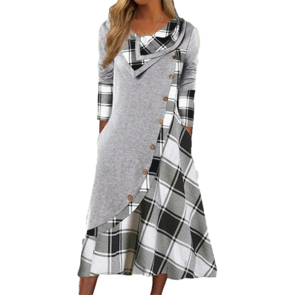 Adelaide Cassese™ Plaid Cowl Neck Maxi Dress for Everyday Ease