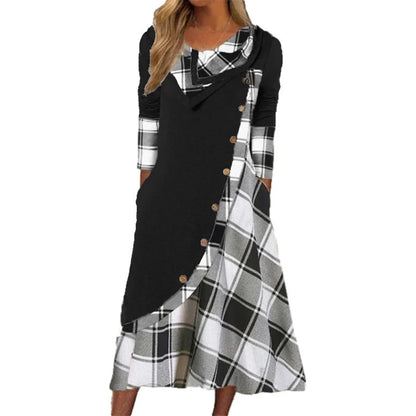 Adelaide Cassese™ Plaid Cowl Neck Maxi Dress for Everyday Ease