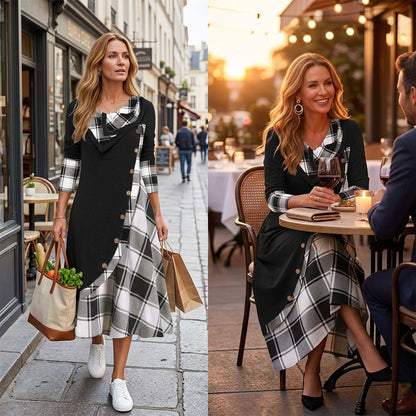 Adelaide Cassese™ Plaid Cowl Neck Maxi Dress for Everyday Ease