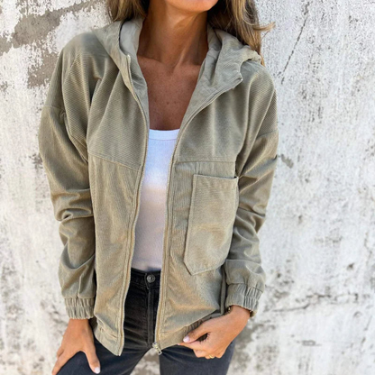 Adele Mariani Zip-Up Corduroy Hooded Jacket - fifth product view