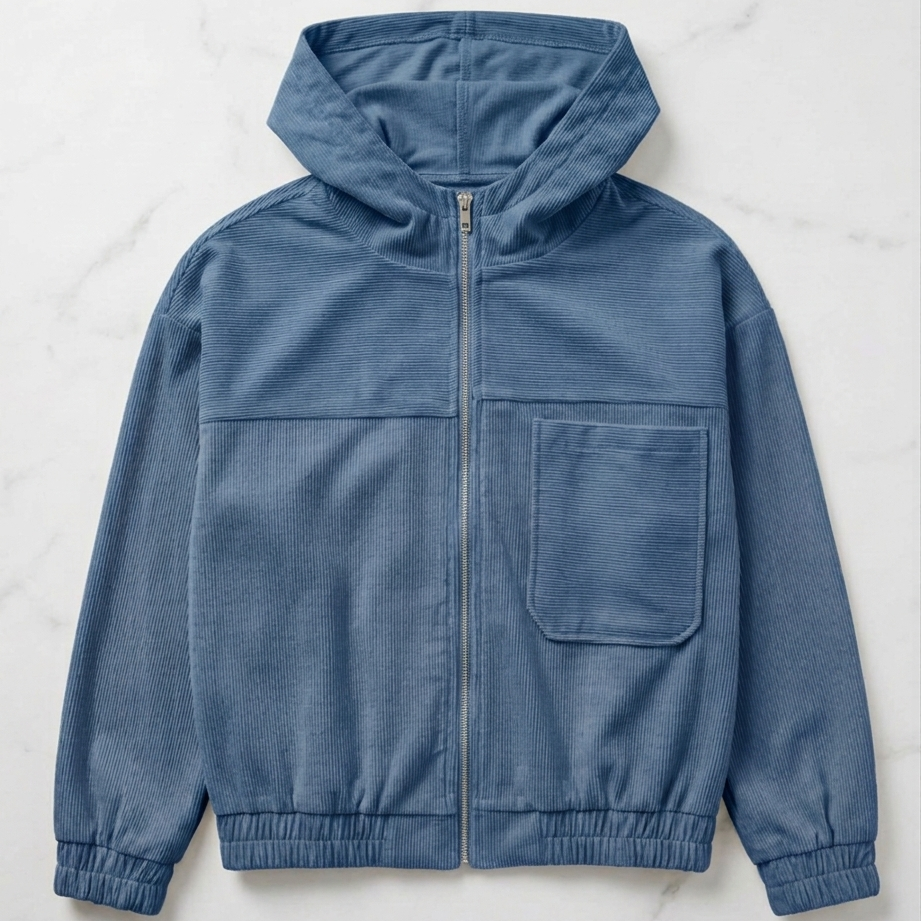 Adele Mariani™ Zip-Up Corduroy Hooded Jacket