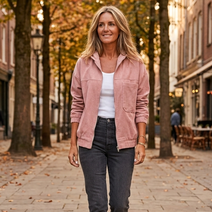 Adele Mariani™ Zip-Up Corduroy Hooded Jacket