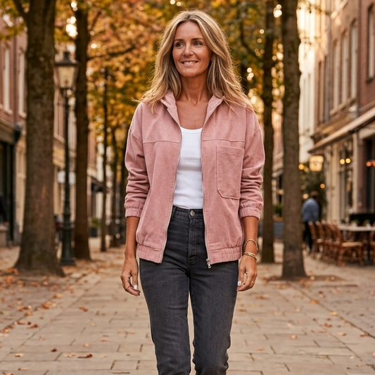 Adele Mariani™ Zip-Up Corduroy Hooded Jacket