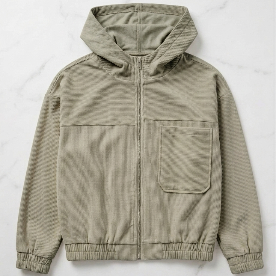 Adele Mariani™ Zip-Up Corduroy Hooded Jacket