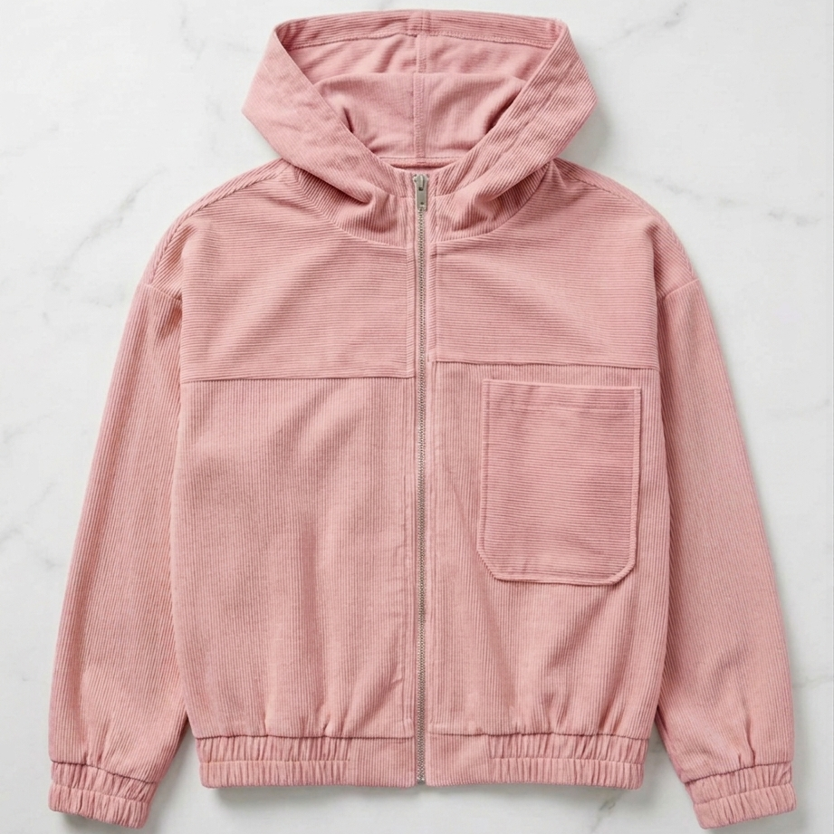 Adele Mariani™ Zip-Up Corduroy Hooded Jacket