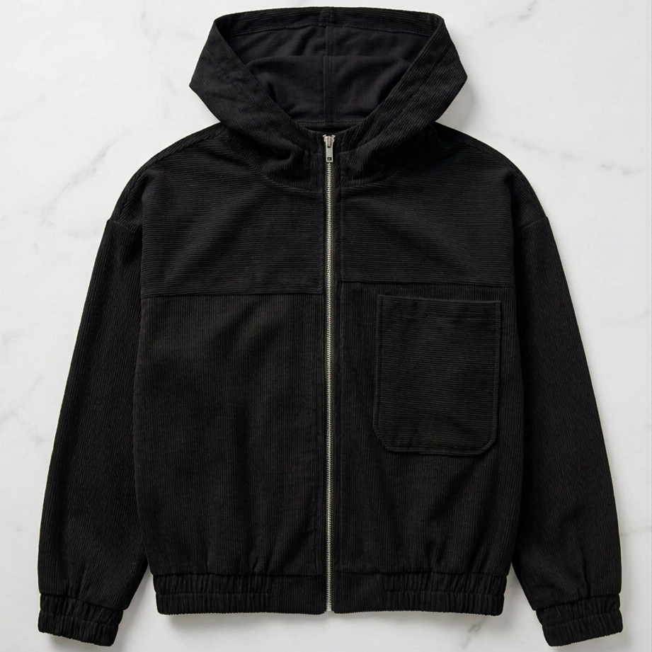 Adele Mariani™ Zip-Up Corduroy Hooded Jacket