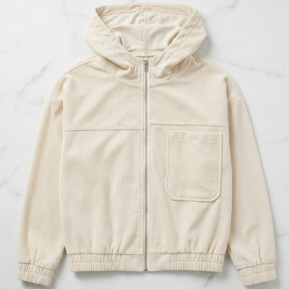 Adele Mariani™ Zip-Up Corduroy Hooded Jacket
