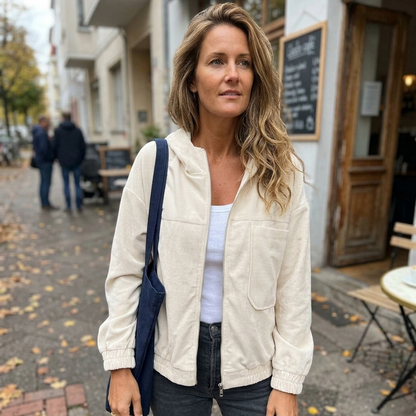 Adele Mariani™ Zip-Up Corduroy Hooded Jacket