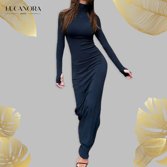 Adeline Rey™ Long fitted dress with long sleeves