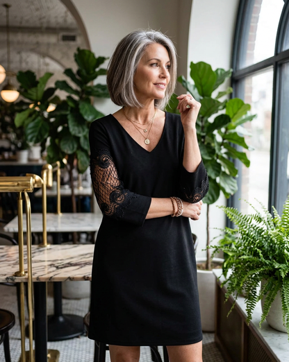 Adriana Acquaviva™ Elegant Dress with Flattering Lace Sleeves
