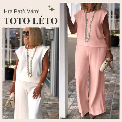 Adriana Carozzi Effortless Sleeveless Top and Pants Set - women's crew neck sleeveless top and pants set view 2