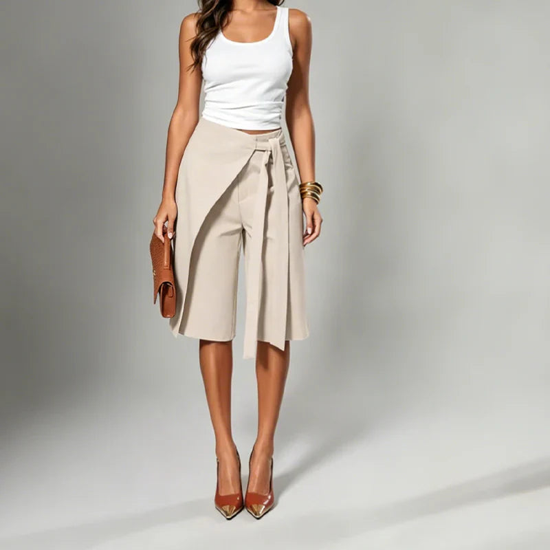 Adriana Della Valle™ Elegant Wide Leg Culottes with Front Tie